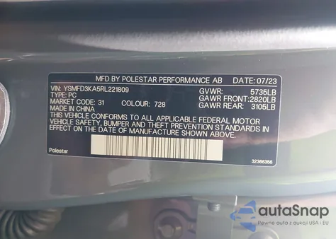 2024 Polestar 2 Long Range Dual Motor/Long Range Dual Motor Plus from USA, damaged, VIN YSMFD3KA5RL221809